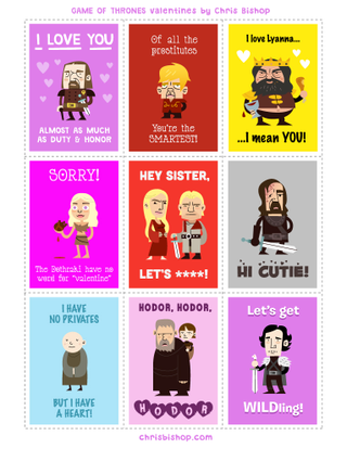 Illustration for article titled Game of Thrones Valentines: So Full of Win, You'll Die